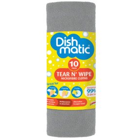Універсальні рушники для прибирання Dishmatic Tear N Wipe сірі, 10 шт 